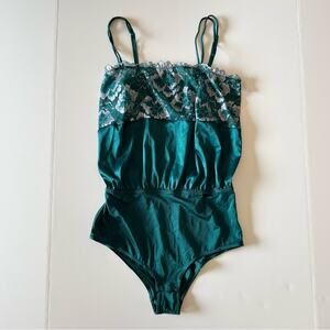 Satin Bodysuit Auden Size M‎ Green Lace One Piece
